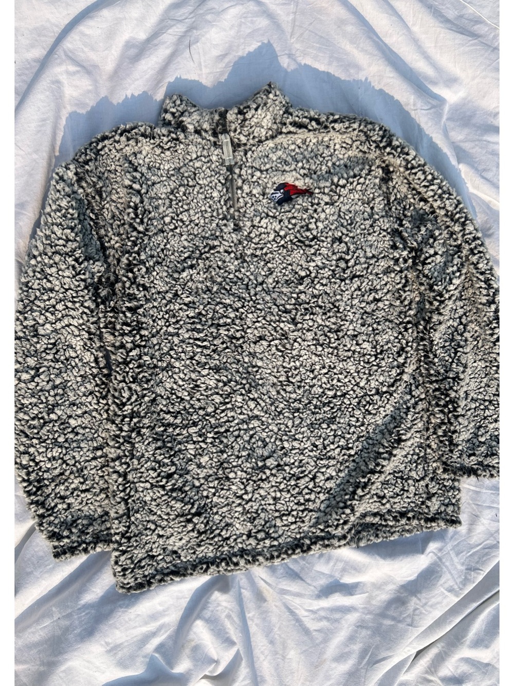 New England Patriots Official NFL Sherpa Fleece Quarter-Zip Pullover.